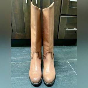 Sam Edelman Womens Mikala Zipper Leather Tall Knee-High Boots Shoes Cognac Brown